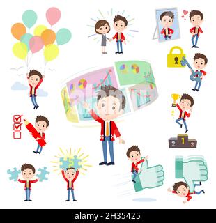 A set of wearing a happi coat man on success and positive.It's vector art so easy to edit. Stock Vector