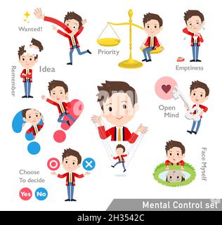 A set of wearing a happi coat man with mental control.It's vector art so easy to edit. Stock Vector