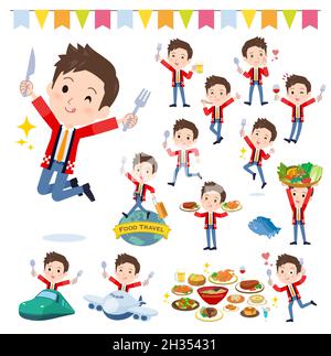 A set of wearing a happi coat man on food events.It's vector art so easy to edit. Stock Vector