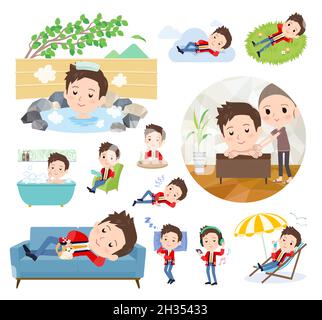 A set of wearing a happi coat man about relaxing.It's vector art so easy to edit. Stock Vector