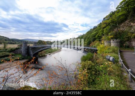 Craigellachie Bridge on the River Spey in Scotland Stock Photo