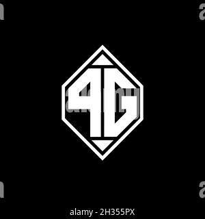 PG Monogram logo letter with Gemoteric line rounded shape style design on isolated background, shiled letter monogramPG Logo Monogram Geometric Shield Stock Vector