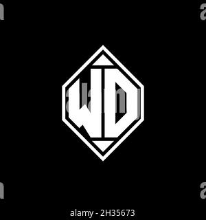 WO Monogram logo letter with Gemoteric line rounded shape style design on isolated background, shiled letter monogram Stock Vector