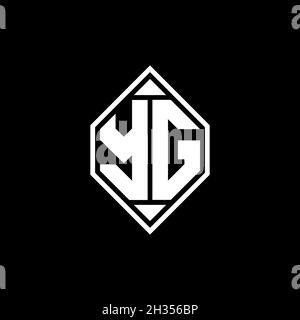 YG Monogram logo letter with Gemoteric line rounded shape style design on isolated background, shiled letter monogram Stock Vector