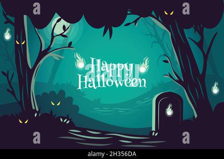 hand drawn halloween background with spooky elements vector design illustration Stock Vector