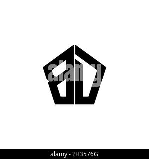 BD Monogram logo letter with polygonal geometric shape style design isolated on white background. Star polygonal, shield star geometric. Stock Vector