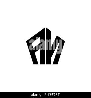 AN Monogram logo letter with polygonal geometric shape style design isolated on white background. Star polygonal, shield star geometric. Stock Vector