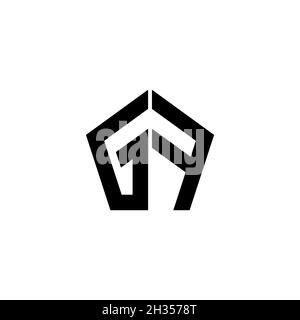 GF Monogram logo letter with polygonal geometric shape style design isolated on white background. Star polygonal, shield star geometric. Stock Vector