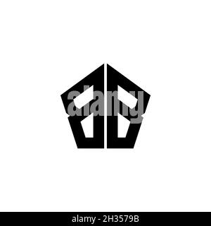BB Monogram logo letter with polygonal geometric shape style design isolated on white background. Star polygonal, shield star geometric. Stock Vector