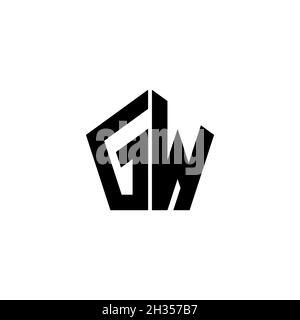 GW Monogram logo letter with polygonal geometric shape style design isolated on white background. Star polygonal, shield star geometric. Stock Vector