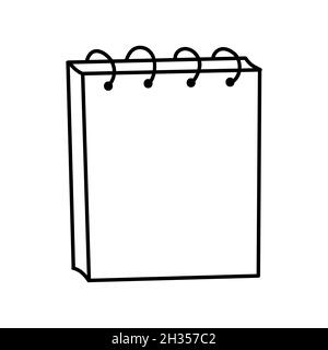 Vector illustration in doodle style isolated on white background. Blank spiral notepad. Notebook sketch. Stock Vector