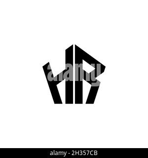 HR Monogram logo letter with polygonal geometric shape style design isolated on white background. Star polygonal, shield star geometric. Stock Vector