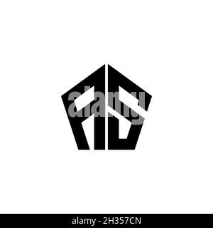 AS Monogram logo letter with polygonal geometric shape style design isolated on white background. Star polygonal, shield star geometric. Stock Vector