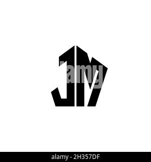 JM Monogram logo letter with polygonal geometric shape style design isolated on white background. Star polygonal, shield star geometric. Stock Vector