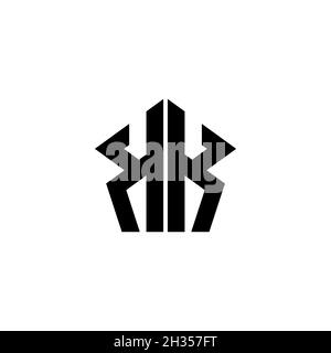 KK Monogram logo letter with polygonal geometric shape style design isolated on white background. Star polygonal, shield star geometric. Stock Vector