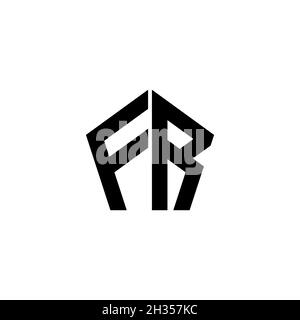 FR Monogram logo letter with polygonal geometric shape style design isolated on white background. Star polygonal, shield star geometric. Stock Vector