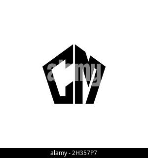 CM Monogram logo letter with polygonal geometric shape style design isolated on white background. Star polygonal, shield star geometric. Stock Vector