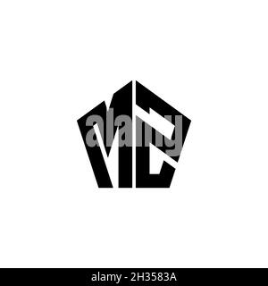 MZ Monogram logo letter with polygonal geometric shape style design ...
