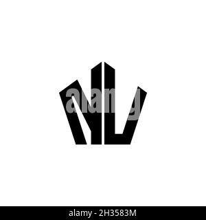 NU Monogram logo letter with polygonal geometric shape style design isolated on white background. Star polygonal, shield star geometric. Stock Vector
