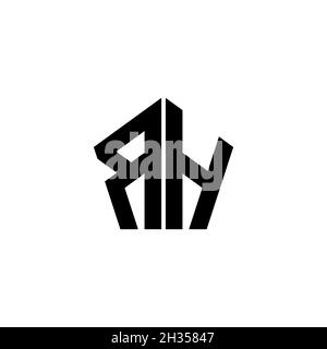 RH Monogram logo letter with polygonal geometric shape style design isolated on white background. Star polygonal, shield star geometric. Stock Vector