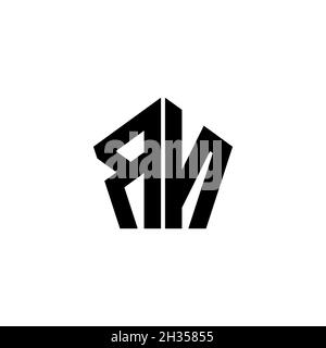 RN Monogram logo letter with polygonal geometric shape style design isolated on white background. Star polygonal, shield star geometric. Stock Vector