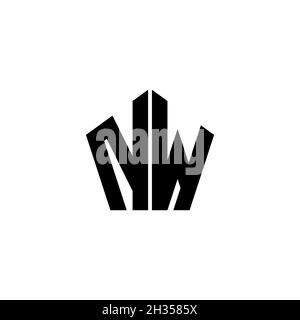 NW Monogram logo letter with polygonal geometric shape style design isolated on white background. Star polygonal, shield star geometric. Stock Vector