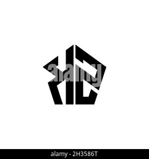 KZ Monogram logo letter with polygonal geometric shape style design isolated on white background. Star polygonal, shield star geometric. Stock Vector