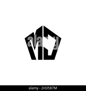 MC Monogram logo letter with polygonal geometric shape style design isolated on white background. Star polygonal, shield star geometric. Stock Vector