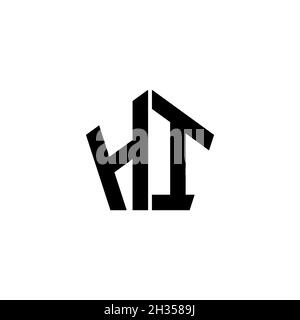 HI Monogram logo letter with polygonal geometric shape style design isolated on white background. Star polygonal, shield star geometric. Stock Vector