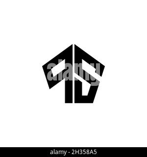 PS Monogram logo letter with polygonal geometric shape style design isolated on white background. Star polygonal, shield star geometric. Stock Vector