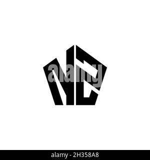 NZ Monogram logo letter with polygonal geometric shape style design isolated on white background. Star polygonal, shield star geometric. Stock Vector