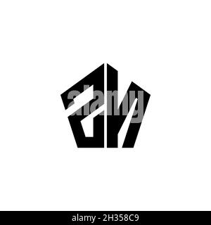 ZN Monogram logo letter with polygonal geometric shape style design isolated on white background. Star polygonal, shield star geometric. Stock Vector