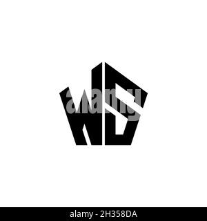 WS Monogram logo letter with polygonal geometric shape style design isolated on white background. Star polygonal, shield star geometric. Stock Vector