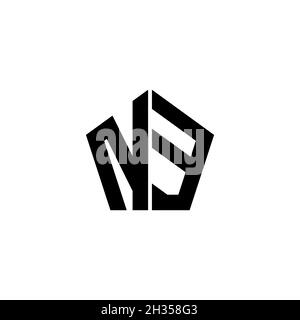 NE Monogram logo letter with polygonal geometric shape style design isolated on white background. Star polygonal, shield star geometric. Stock Vector