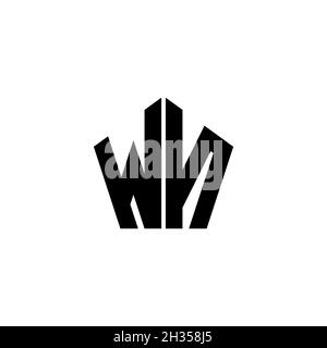 WN Monogram logo letter with polygonal geometric shape style design isolated on white background. Star polygonal, shield star geometric. Stock Vector