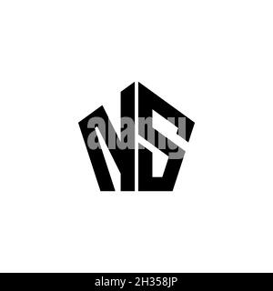 NS Monogram logo letter with polygonal geometric shape style design isolated on white background. Star polygonal, shield star geometric. Stock Vector