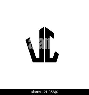UJ Monogram logo letter with polygonal geometric shape style design isolated on white background. Star polygonal, shield star geometric. Stock Vector