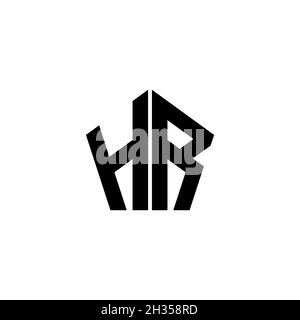 HR Monogram logo letter with polygonal geometric shape style design isolated on white background. Star polygonal, shield star geometric. Stock Vector