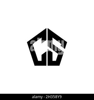CS Monogram logo letter with polygonal geometric shape style design isolated on white background. Star polygonal, shield star geometric. Stock Vector