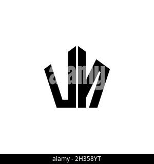 UN Monogram logo letter with polygonal geometric shape style design isolated on white background. Star polygonal, shield star geometric. Stock Vector