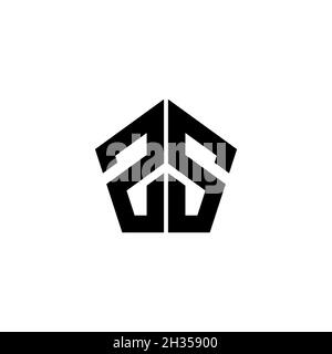 ZS Monogram logo letter with polygonal geometric shape style design isolated on white background. Star polygonal, shield star geometric. Stock Vector