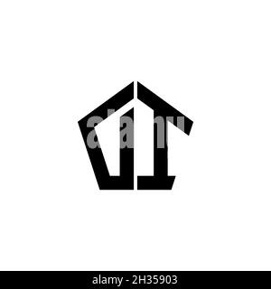 DI Monogram logo letter with polygonal geometric shape style design isolated on white background. Star polygonal, shield star geometric. Stock Vector