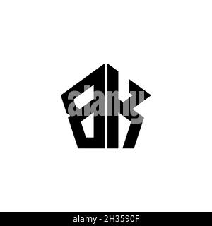 BK Monogram logo letter with polygonal geometric shape style design ...