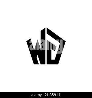 WG Monogram logo letter with polygonal geometric shape style design isolated on white background. Star polygonal, shield star geometric. Stock Vector