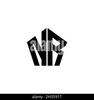 NR Monogram logo letter with polygonal geometric shape style design isolated on white background. Star polygonal, shield star geometric. Stock Vector
