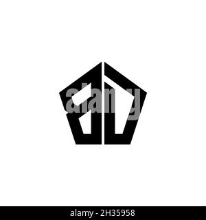 BD Monogram logo letter with polygonal geometric shape style design isolated on white background. Star polygonal, shield star geometric. Stock Vector