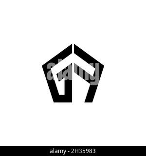 GF Monogram logo letter with polygonal geometric shape style design isolated on white background. Star polygonal, shield star geometric. Stock Vector