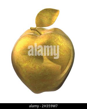Shiny Glossy Metal Gold Golden Apple Stock Vector