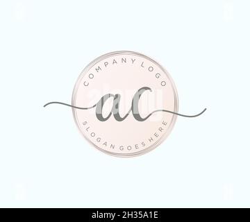 AC feminine logo. Usable for Nature, Salon, Spa, Cosmetic and Beauty Logos. Flat Vector Logo Design Template Element. Stock Vector