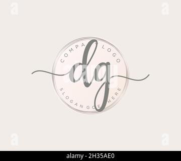 DG feminine logo. Usable for Nature, Salon, Spa, Cosmetic and Beauty Logos. Flat Vector Logo Design Template Element. Stock Vector